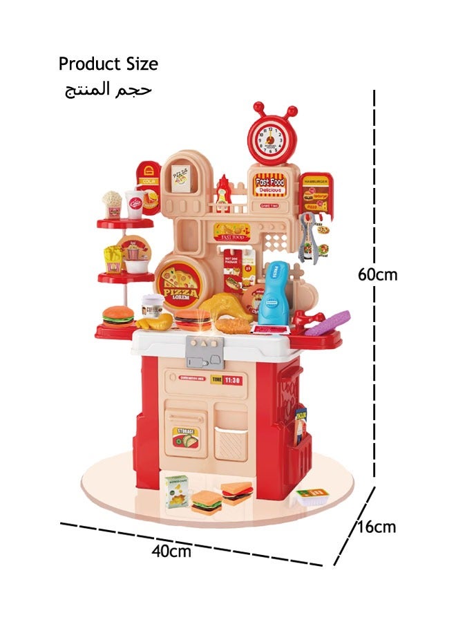 مجموعة ألعاب مطبخ للأطفال، لعبة تظاهر بالطهي، مجموعة طعام واقعية من 44 قطعة، مجموعة ألعاب محاكاة للوجبات السريعة للأطفال، أدوات مطبخ وأدوات طهي ولعب أدوار، ألعاب تعليمية منزلية مع صوت وضوء - Image 2