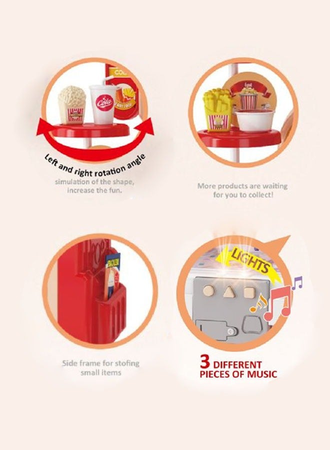 مجموعة ألعاب مطبخ للأطفال، لعبة تظاهر بالطهي، مجموعة طعام واقعية من 44 قطعة، مجموعة ألعاب محاكاة للوجبات السريعة للأطفال، أدوات مطبخ وأدوات طهي ولعب أدوار، ألعاب تعليمية منزلية مع صوت وضوء - Image 4