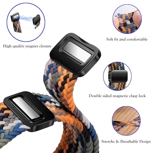 ACM Watch Strap Woven Braided Magnetic 22mm compatible with Noise Colorfit Pro 6 Smartwatch Adjustable Belt Band Green - Image 3