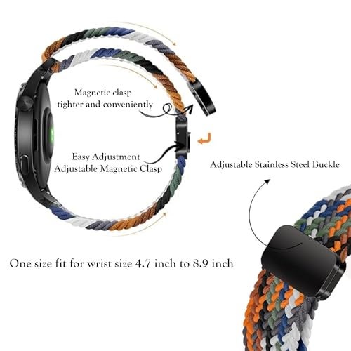 ACM Watch Strap Woven Braided Magnetic 22mm compatible with Noise Colorfit Pro 6 Smartwatch Adjustable Belt Band Green - Image 4