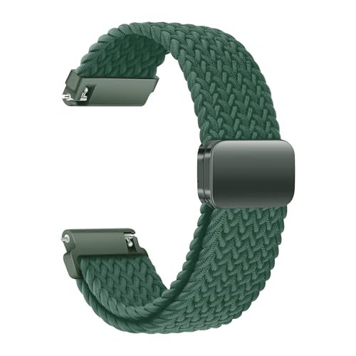 ACM Watch Strap Woven Braided Magnetic 22mm compatible with Noise Colorfit Pro 6 Smartwatch Adjustable Belt Band Green - Image 1