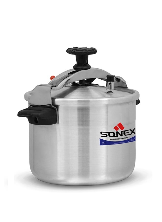 Sonex Classic 20L Pressure Cooker, Manual Pressure Cooker, Safety Valve, Kitchen Cooking Ware, Heat Resistant Side Handle, Higher Pressure and Faster Cooking, 20 Liters Capacity, Metal Finish, 30cm. - Image 2