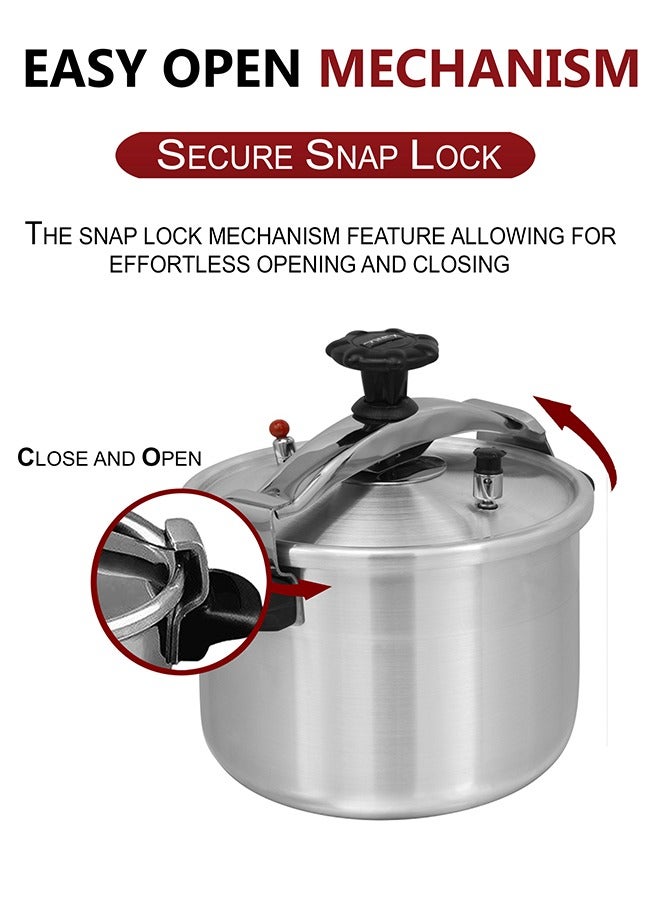 Sonex Classic 20L Pressure Cooker, Manual Pressure Cooker, Safety Valve, Kitchen Cooking Ware, Heat Resistant Side Handle, Higher Pressure and Faster Cooking, 20 Liters Capacity, Metal Finish, 30cm. - Image 3