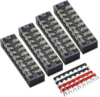 MILAPEAK MILAPEAK 8pcs (4 Sets) 8 Positions Dual Row 600V 25A Screw Terminal Strip Blocks with Cover + 400V 25A 8 Positions  - Image 1