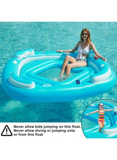 Jasonwell Floating Island Pool Float - Inflatable 4-Person Swimming Pool Lounger Raft River Lake Floaties Relaxation Water Floats With Cupholders Big Multi Person Tropical Party Toys For Adults Kids  - Image 5