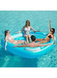 Jasonwell Floating Island Pool Float - Inflatable 4-Person Swimming Pool Lounger Raft River Lake Floaties Relaxation Water Floats With Cupholders Big Multi Person Tropical Party Toys For Adults Kids  - Image 1