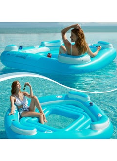 Jasonwell Floating Island Pool Float - Inflatable 4-Person Swimming Pool Lounger Raft River Lake Floaties Relaxation Water Floats With Cupholders Big Multi Person Tropical Party Toys For Adults Kids  - Image 4