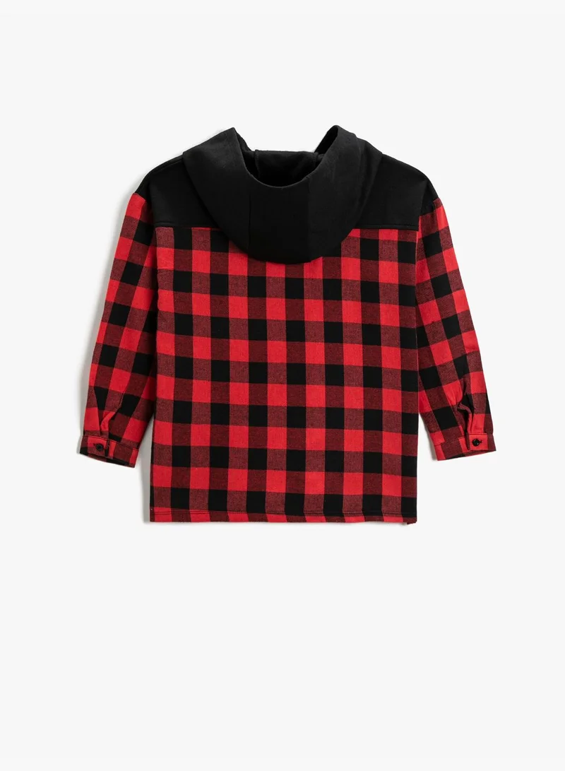 كوتون Hoodie Sleeve Cuffed Printed and Plaid