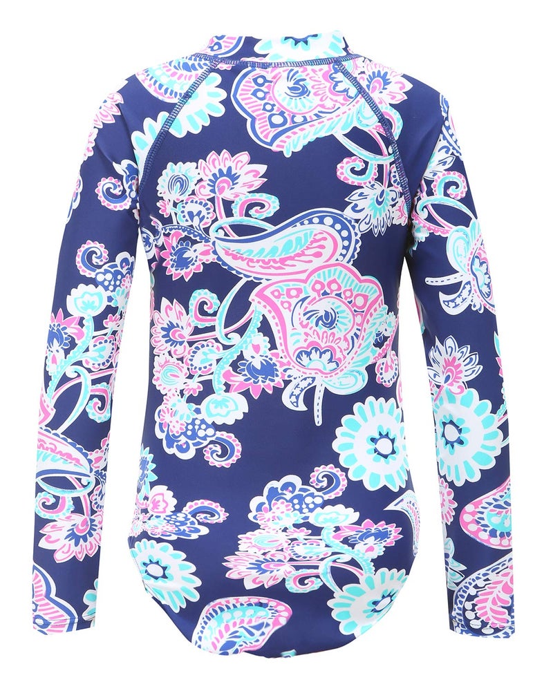 HowJoJo Girls One Piece Bathing Suits Long Sleeve Zipper Swimsuits UPF 50+/Sun Protection Rash Guard Size 8/7-8 - Image 2