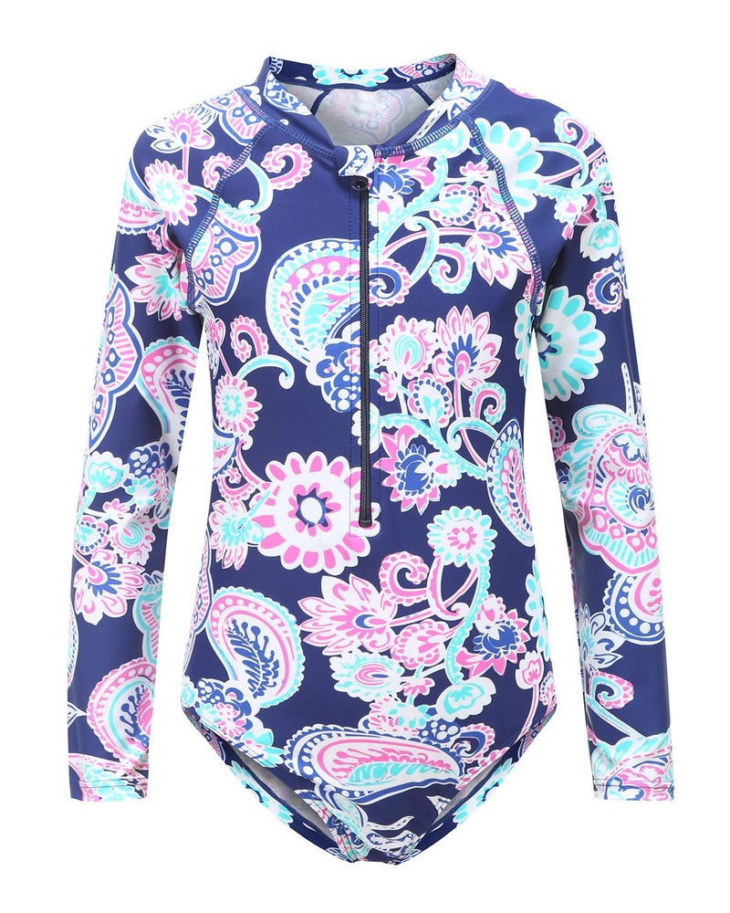 HowJoJo Girls One Piece Bathing Suits Long Sleeve Zipper Swimsuits UPF 50+/Sun Protection Rash Guard Size 8/7-8 - Image 3