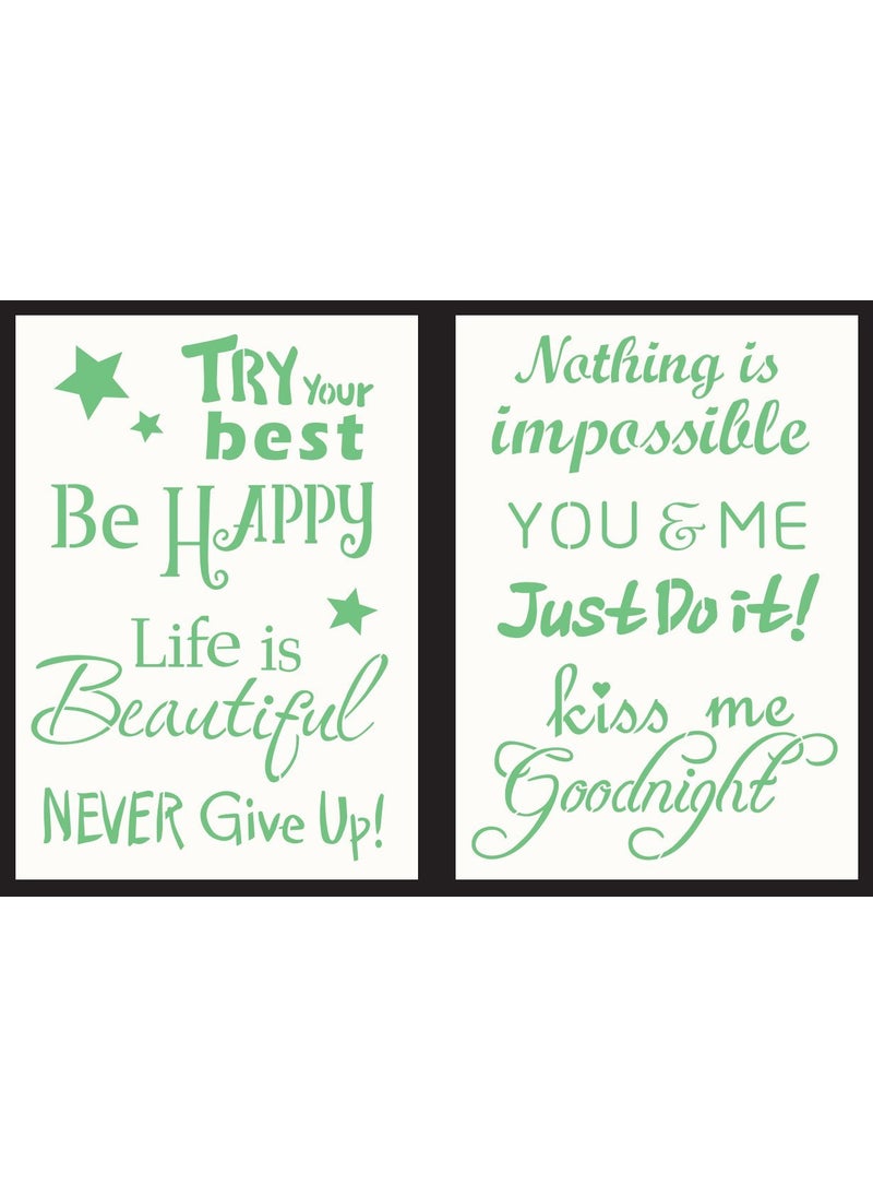 G GSS Designs GSS Designs Pack of 2 Decor Stencils - 6" x 8.25" Reusable Stencils Template Words Stencil for Journal / Craft / Scrapbooking and Home Decor (SL-008) 