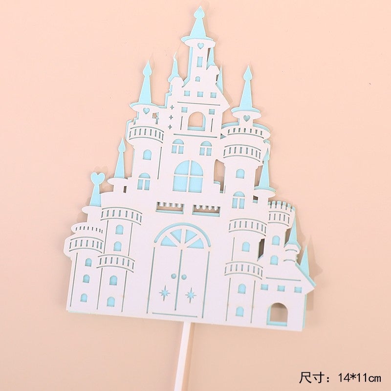 Internet Celebrated Girl Birthday Cake Decoration Ice Queen Elsa Princess Decoration Digital Birthday Light Plug-in Castle 7 card