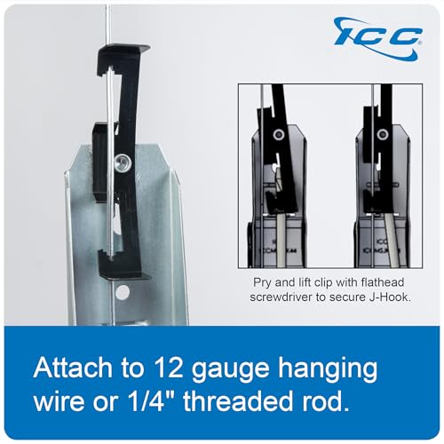 ICC Batwing J Hook 3/4” Without Retainer Clip - Galvanized Steel Cable Management Hooks for Hanging Cable to Hanger Wire and Threaded Rod - Rust-Resistant, EIA and TIA Compliant - 3/4 Inch 25 Pack - Image 5
