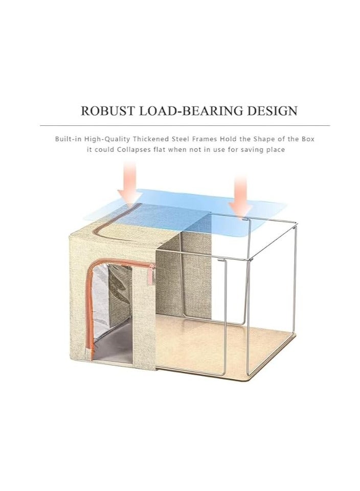 Storage Organizer 100L Foldable metal-framed box Single piece (Beige)  - Image 2