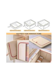 Generic Storage Organizer 100L Foldable metal-framed box Single piece (Beige)  - Image 4