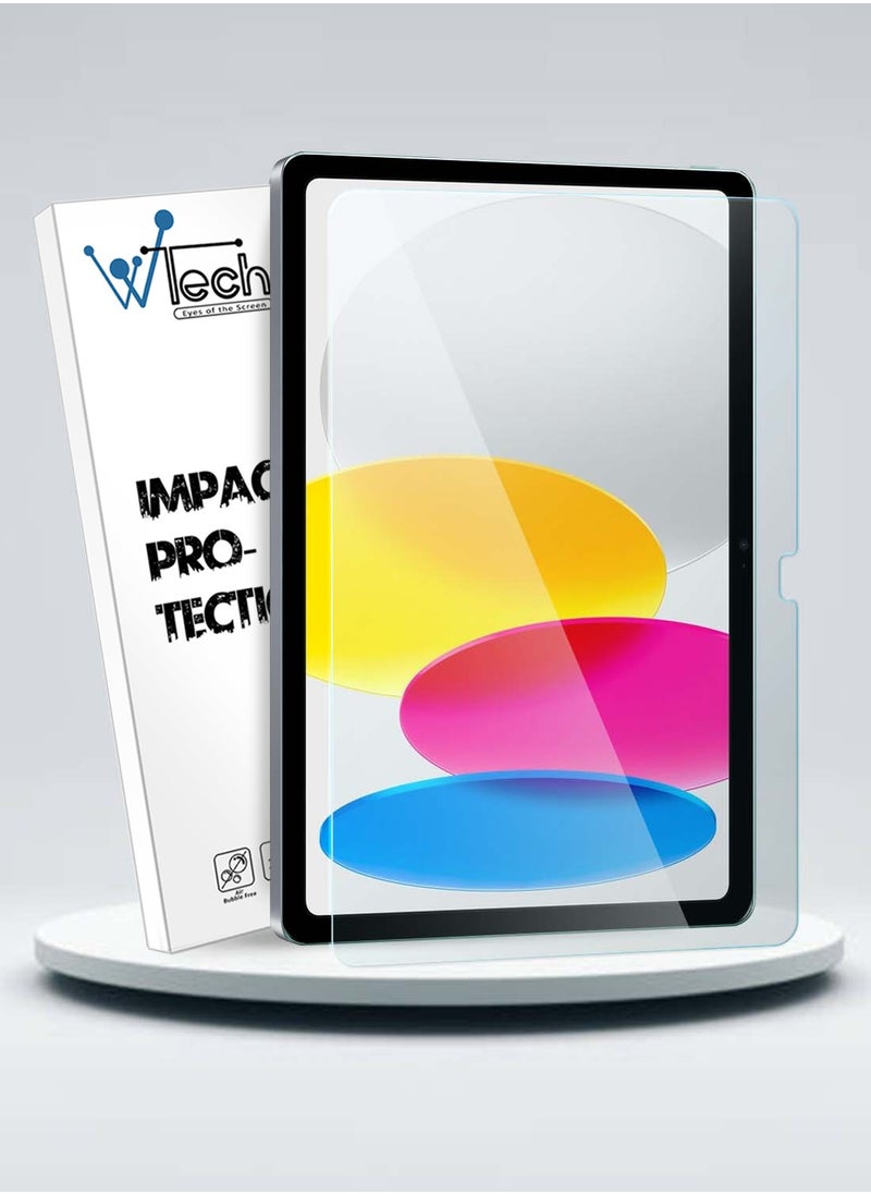 Wtech - Apple iPad 10 2022 10th Generation 10.9 Inch 2022 Premium Series Anti Blu-Ray Curved Edges Full Cover Full Glue Tempered Glass Screen Protector (TSGPCN) - Clear - Image 1