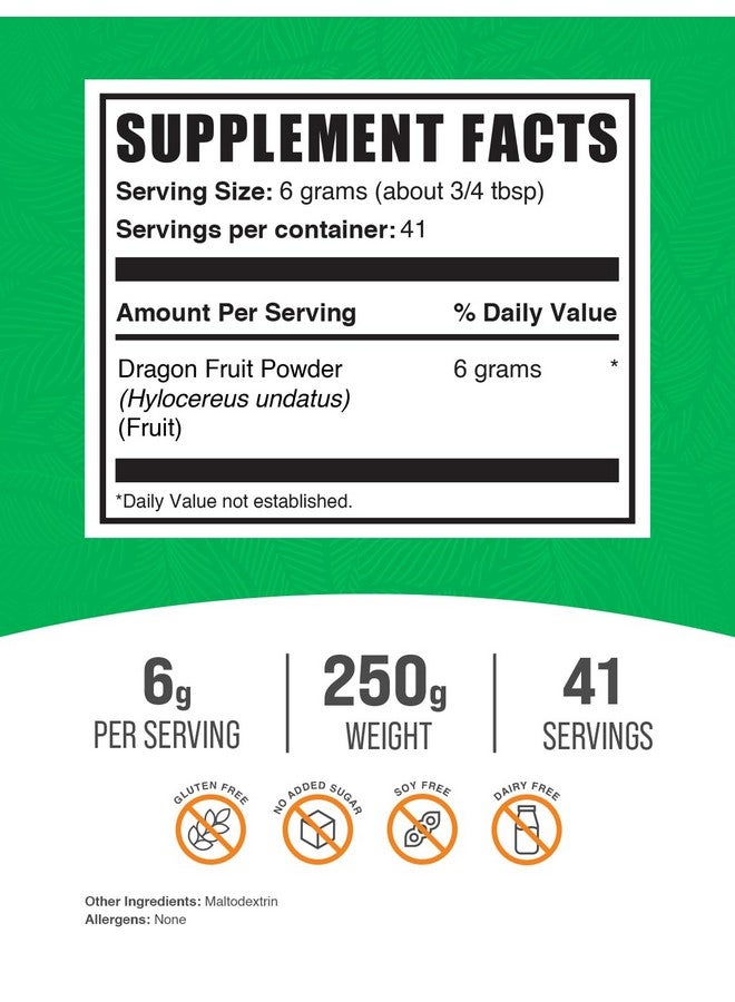 BulkSupplements.com Dragon Fruit Powder - Dragon Fruit Supplement, Pink Pitaya Powder - Gluten Free, 6g per Serving, 250g (8.8 oz) (Pack of 1) - Image 2