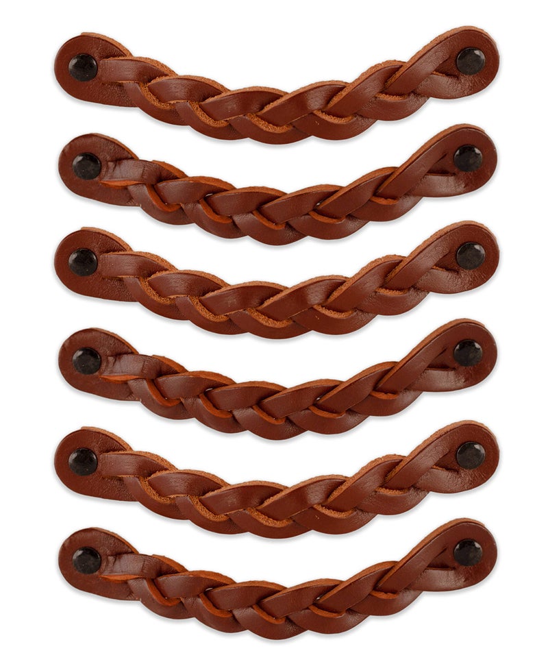 Brute Strength Leather Drawer Pulls Braided Cognac 6 pcs 612 x 1 Leather Handle Dresser Pulls Cabinet Dresser Knobs - Image 2
