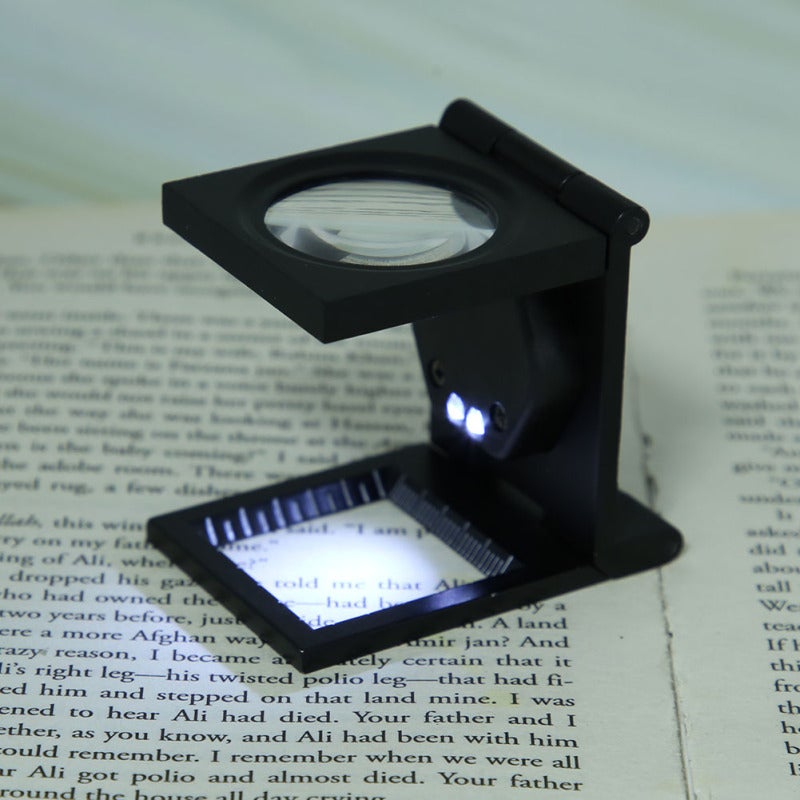 Folding Pocket Loupe 10X Optical Lens Zinc Alloy Body - 2 LED Lights Portable Magnifier for Phone Repairing Computer Repairing Jeweler Inspection Stamp Coin Gems - Image 4