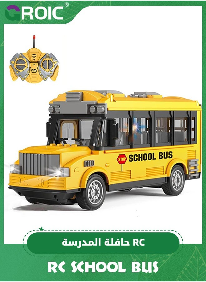 GROIC RC School Bus,Remote Control Car Vehicles, 2.4G Opening Doors City Bus Toy Classic Baby Bus, Remote Control Car with LED Lights,School Bus Toy, Electronic Vehicles Toy  - Image 1