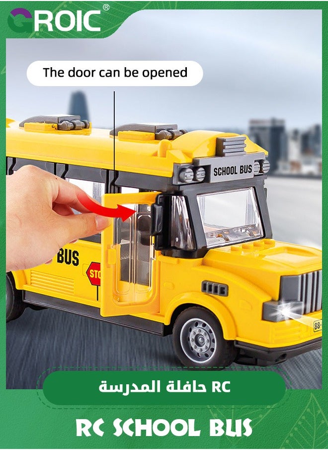 GROIC RC School Bus,Remote Control Car Vehicles, 2.4G Opening Doors City Bus Toy Classic Baby Bus, Remote Control Car with LED Lights,School Bus Toy, Electronic Vehicles Toy  - Image 2