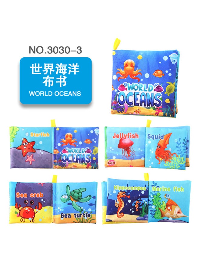 Three-dimensional Baby Cloth Book Early Education Toy English Palm Book Animal Digital Cognition Baby Cloth Book - Image 1