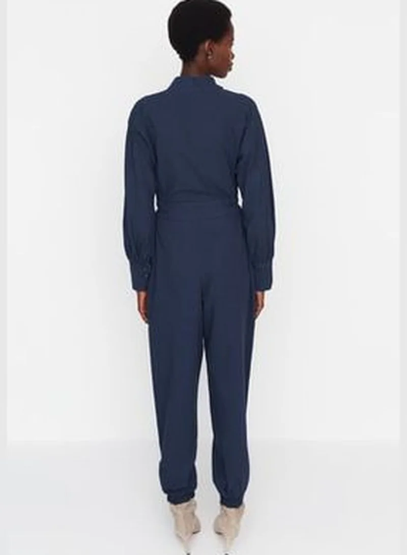 trendyol Navy Blue Button Detailed Jumpsuit TWOSS19IE0098