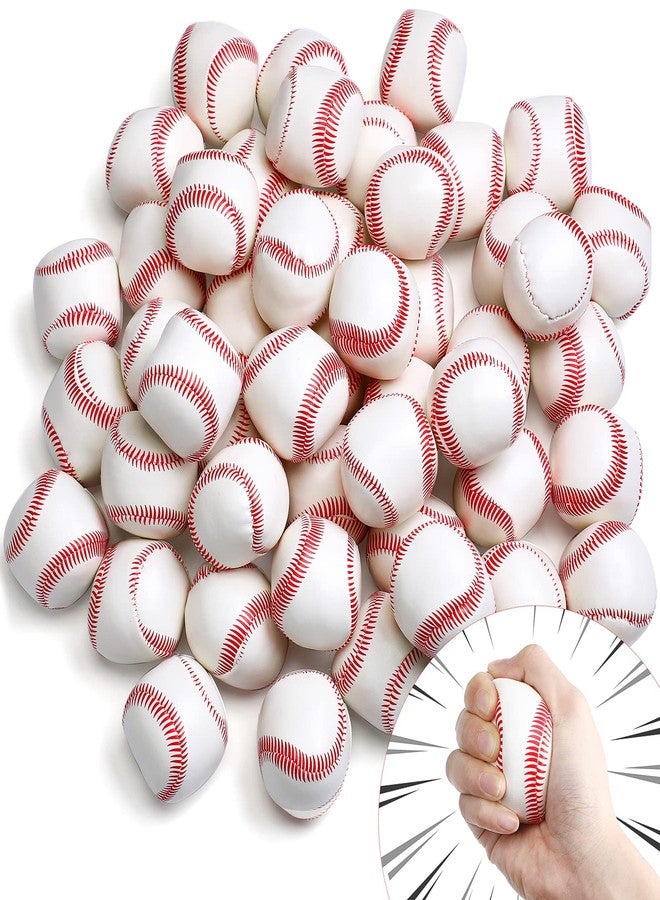 Vinsot 50 Pcs Mini Foam Baseball Softball Stress Balls Bulk 2 Inch Squeeze Balls for Stress Anxiety Relief Party Favors School Carnival Reward Christmas Stocking Fillers(Baseball) - Image 1