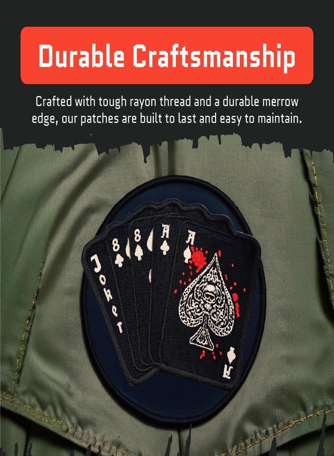 رقعة مطرزة على شكل يد الرجل الميت وورقة الآس - رقع مطرزة مضحكة، رقعة معنوية عسكرية تكتيكية مع شريط لاصق، رقع لطيفة للحقائب، الجينز، السترات، الصدريات، وغيرها - Image 4