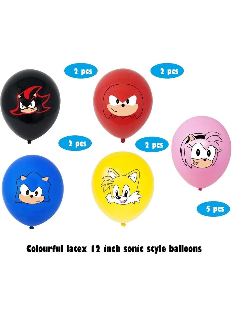 طقم زينة عيد ميلاد سونيك | مستلزمات حفلات سونيك ذا هيدجهوج مع لافتة عيد ميلاد سعيد وبالونات | طقم حفلة سونيك للأطفال - Image 2