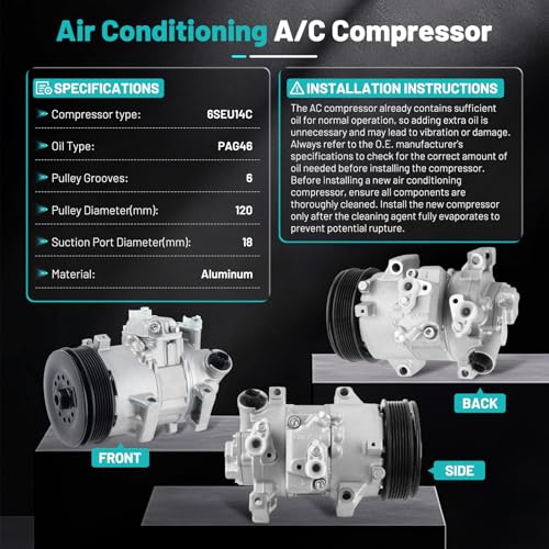 Farrme A/C Compressor Fit for Toyota Corolla, for Matrix 2009-2010, for Scion xD 1.8L 2008-2014 CO 11210C Automotive Replacement AC Compressor with Clutch 88310-1A740 - Image 3