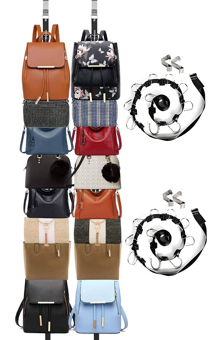 Izus Bag-Organizer-Holder Purse Hanger - 20 Hooks For Closet And Door 2Pcs (Rack For Handbags/2 Pcs Hold 20 Bags)