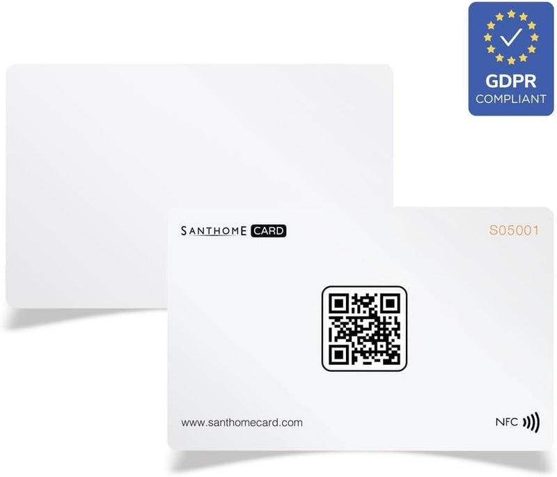سانثوم بطاقة الأعمال الرقمية من | بطاقة أعمال ذكية NFC نقرة + مسح رمز الاستجابة السريعة للاتصال الفوري، متوافقة مع iOS وAndroid بدون تثبيت تطبيق (متوافقة مع اللائحة العامة لحماية البيانات) (عبوة من 3، أبيض) - Image 4