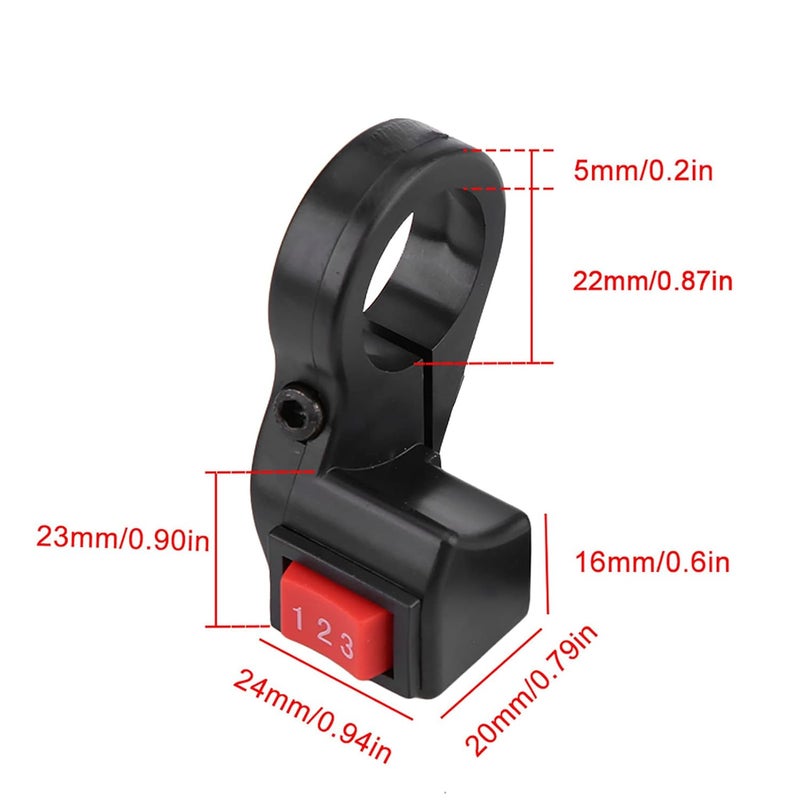 Suuonee Handlebar Switch Change, 22mm 7/8in Electric Handlebar 3 Speed Module Switch Switch Switch for Motorcycle Electric Bike Scooter, Black - Image 2