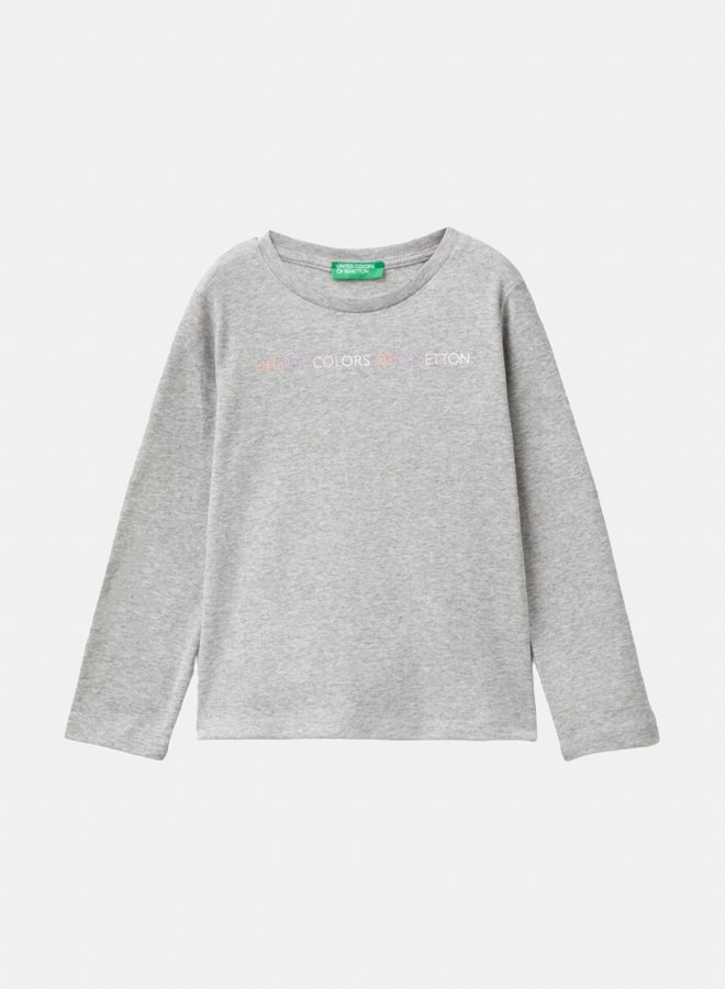 Benetton Girls Long Sleeve Crew Neck T-Shirt - Image 1