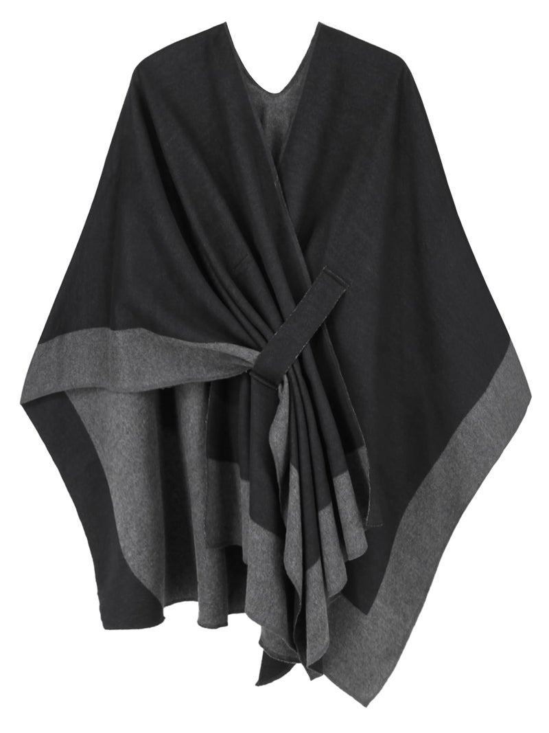 Moss Rose Womens Shawl Wrap Poncho Ruana Cape Open Front Cardigan with Belt for Fall Winter