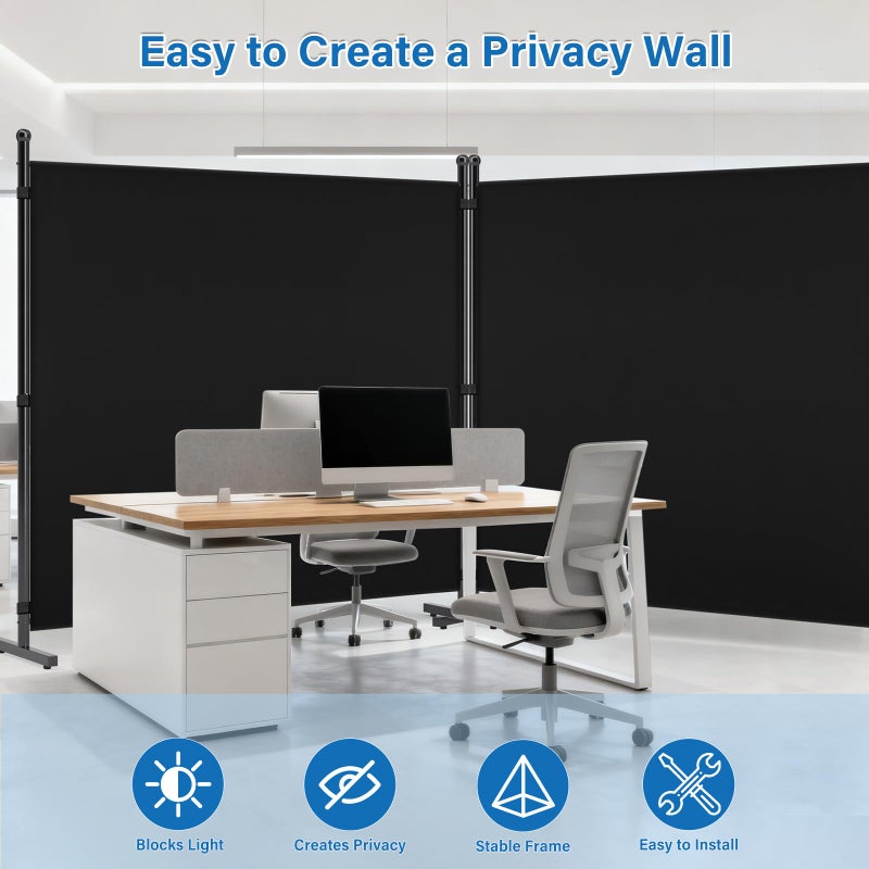 AKTOP Room Divider, Freestanding Single Panel Privacy Screen, Portable Temporary Wall Dividers for Room Separation, Large Room Partitions and Separators for Home, Office, Dorm, 71''W x 71''H, Black - Image 5
