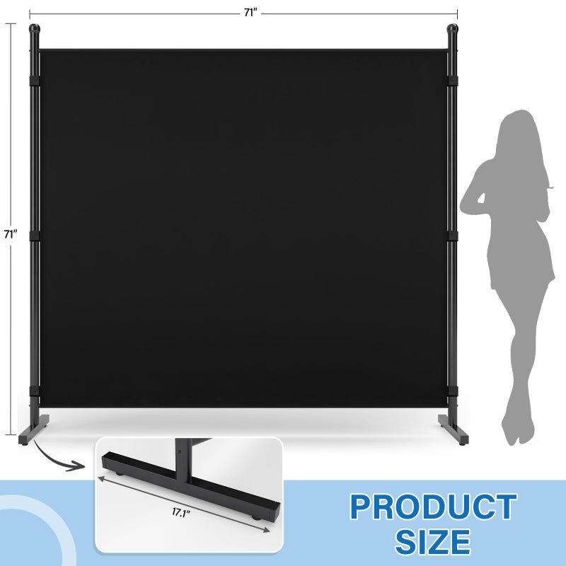 AKTOP Room Divider, Freestanding Single Panel Privacy Screen, Portable Temporary Wall Dividers for Room Separation, Large Room Partitions and Separators for Home, Office, Dorm, 71''W x 71''H, Black - Image 2