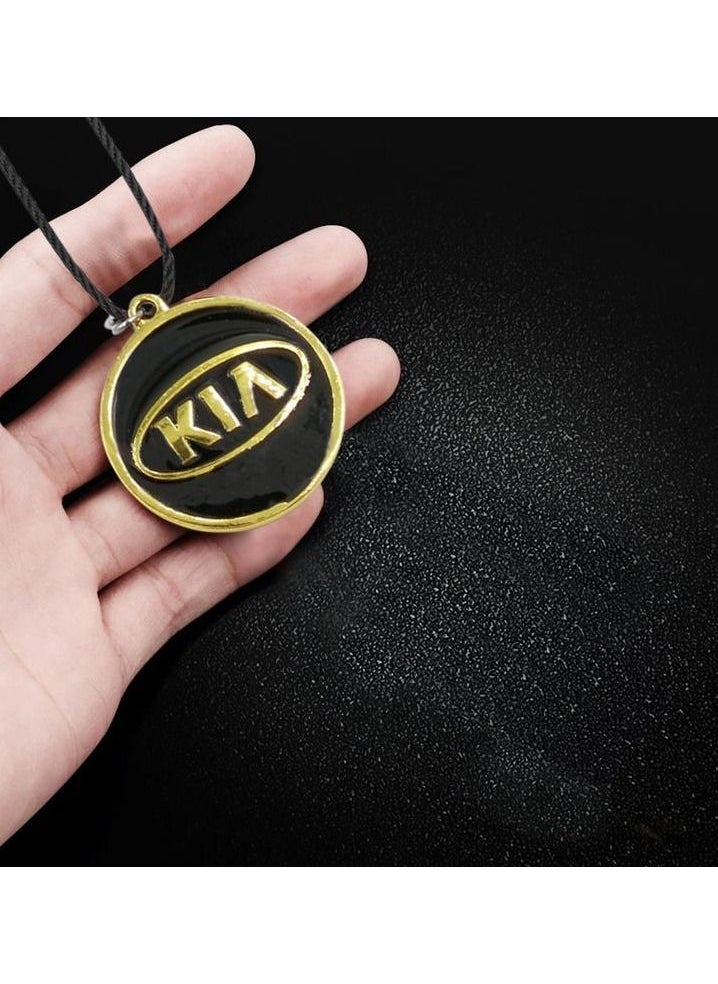 كيا KIA Logo سيارة شعار سيارة مرآة معلقة قلادة معدنية صغيرة سيارة الديكور سلسلة مع شعار KIA 1 قطعة  - Image 3