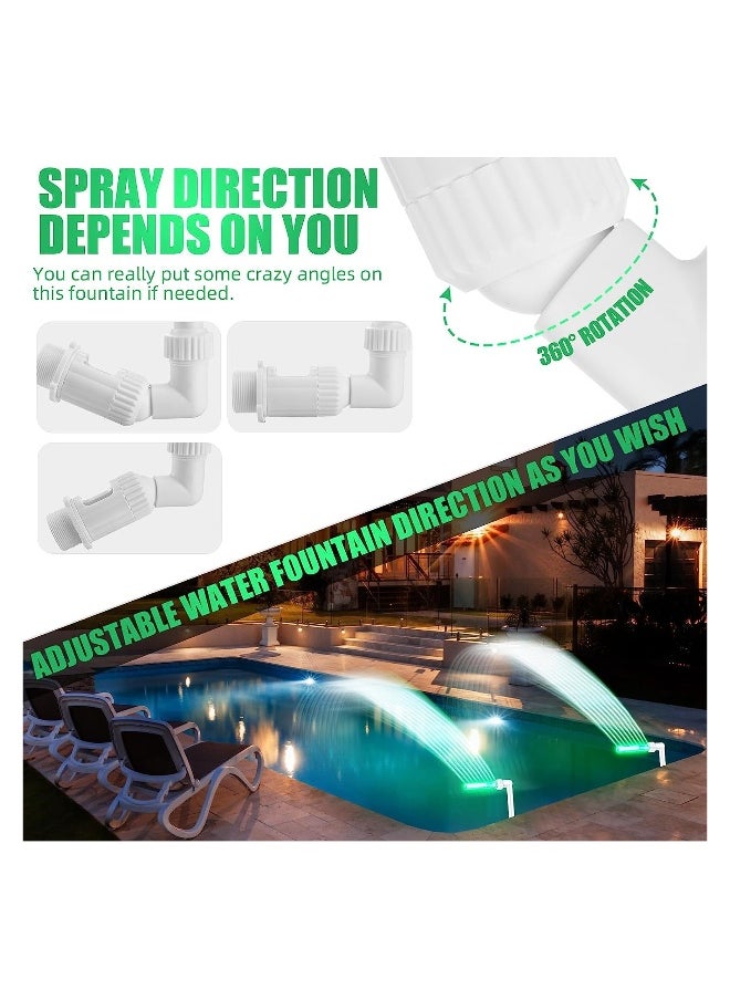 Generic 2 Pcs LED Light Swimming Pool Waterfall Fountain Above Ground Inground Pool Cooler Sprinkler Pond Aerator Pump Accessories Water Spa Spray Fountain for Backyard Garden Decor  - Image 2