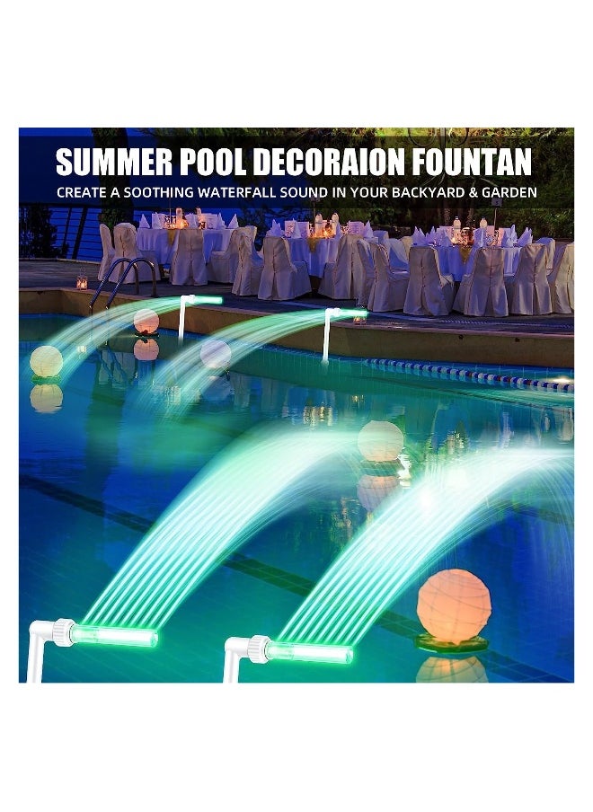 Generic 2 Pcs LED Light Swimming Pool Waterfall Fountain Above Ground Inground Pool Cooler Sprinkler Pond Aerator Pump Accessories Water Spa Spray Fountain for Backyard Garden Decor  - Image 4