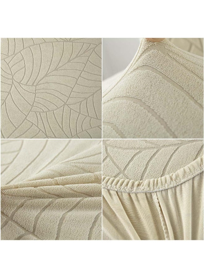 جيه زد اس مجموعة من 6 أغطية كراسي طعام JZS مقاومة للماء وأغطية مقاعد قابلة للتمدد من قماش الجاكار الناعم قابلة للإزالة والغسل مناسبة لغرفة الطعام والكرسي القديم وحفلات الزفاف، لون بيج - Image 3