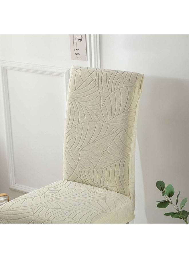 جيه زد اس مجموعة من 6 أغطية كراسي طعام JZS مقاومة للماء وأغطية مقاعد قابلة للتمدد من قماش الجاكار الناعم قابلة للإزالة والغسل مناسبة لغرفة الطعام والكرسي القديم وحفلات الزفاف، لون بيج - Image 5