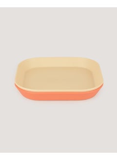 Let's Be Child 2-Piece Square Plate Peach-Vanillia  - Image 1