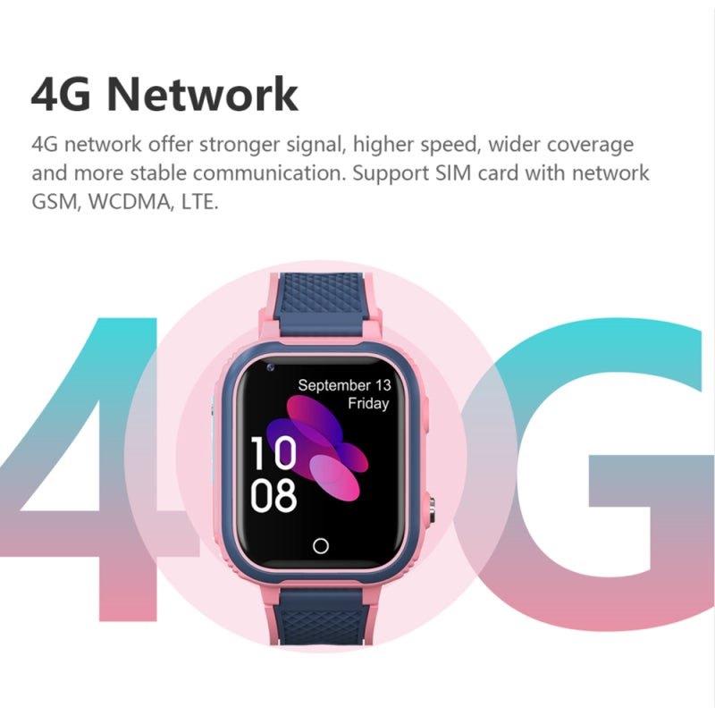ساعة ذكية للأطفال: شاشة لمس مقاس 1.4 بوصة، شبكة 4G، مكالمة فيديو - متتبع GPS، مقاوم للماء بنظام IP67، مراقص صحي لسلامة الأطفال - Image 3