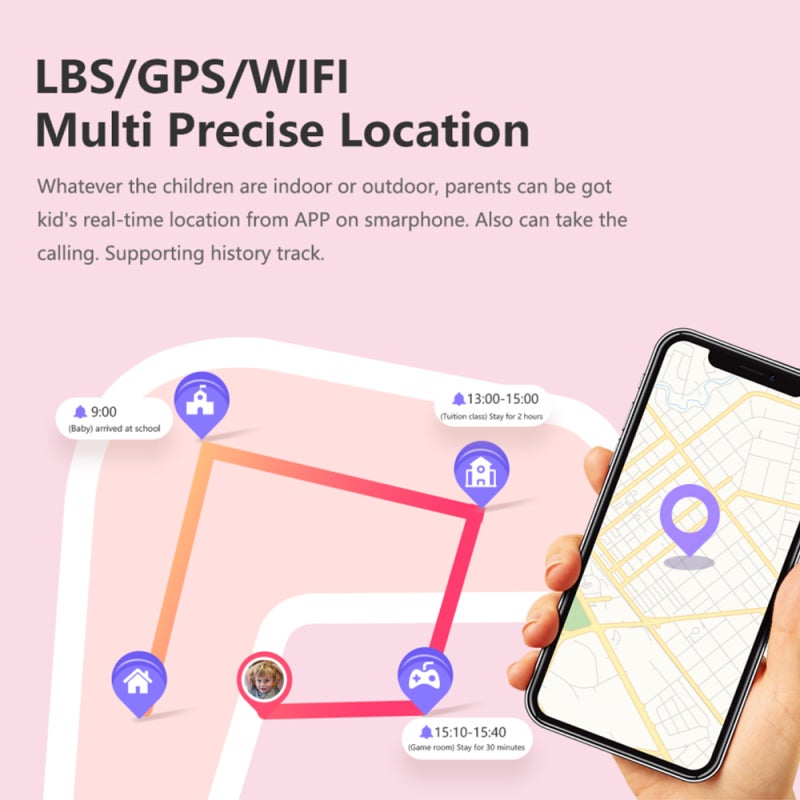ساعة ذكية للأطفال: شاشة لمس مقاس 1.4 بوصة، شبكة 4G، مكالمة فيديو - متتبع GPS، مقاوم للماء بنظام IP67، مراقص صحي لسلامة الأطفال - Image 2