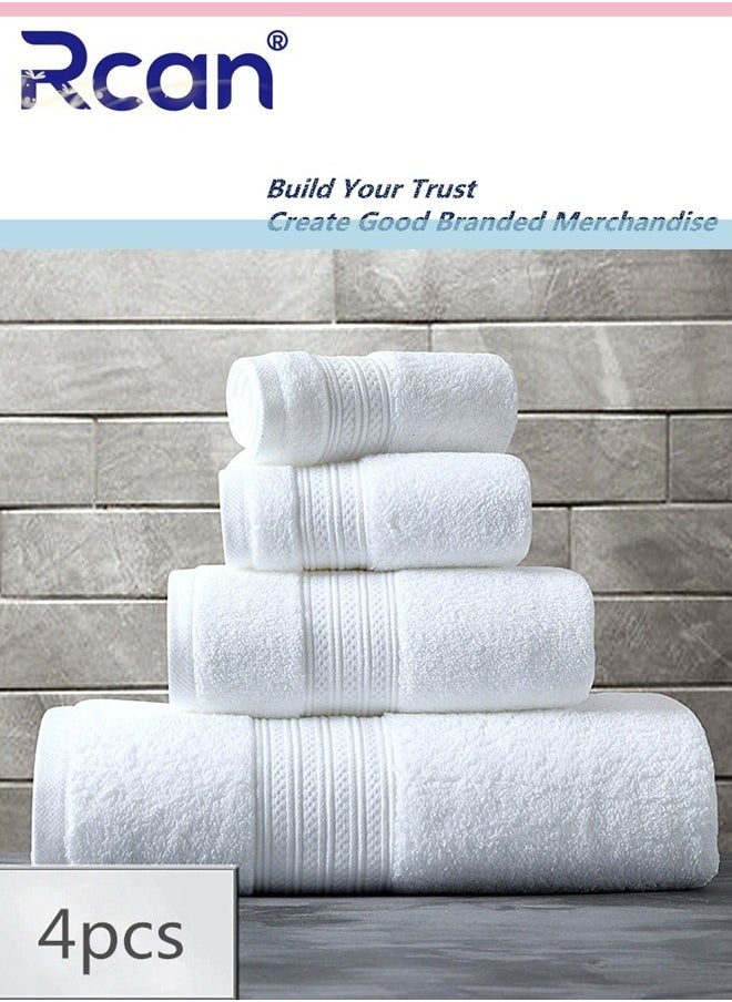 Rcan 4 Piece Towel Set Cotton Luxury Plush Towels 2 Square Towel 1 Washcloths 1 Bath Towel Highly Absorbent Quick Dry Towel Premium Quality Towel Hand Set for Bathroom Hotel  - Image 1