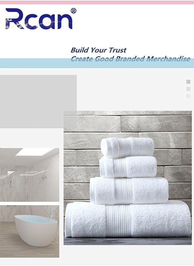 Rcan 4 Piece Towel Set Cotton Luxury Plush Towels 2 Square Towel 1 Washcloths 1 Bath Towel Highly Absorbent Quick Dry Towel Premium Quality Towel Hand Set for Bathroom Hotel  - Image 3