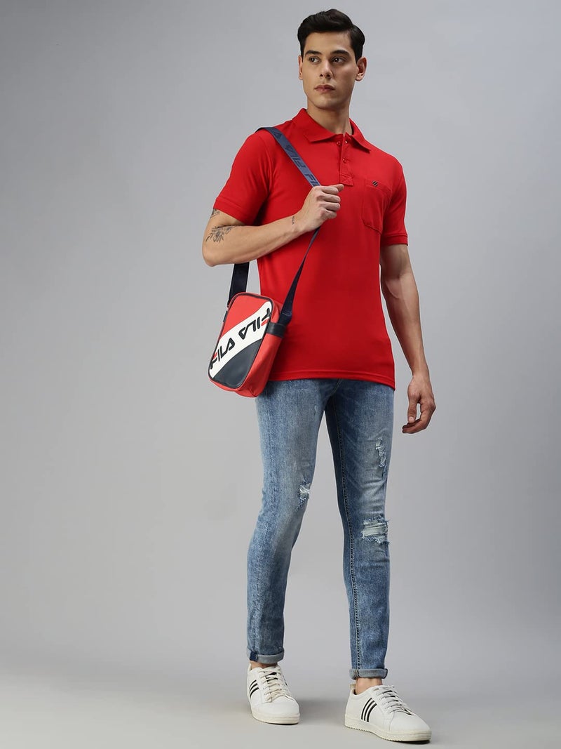 ONN Men's Red Half Sleeves Polo Collar T-Shirt with Pocket(Size : 3X-Large) - Image 5