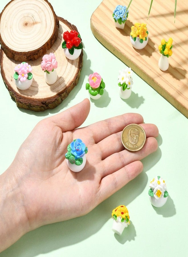 Ipotkitt 22 pcs 11 Styles Resin Mini Flower Ornaments Rose Sunflower Lily Miniature Figurines Micro Landscape Accessories for Party Home Garden Office Desk Decor - Image 4